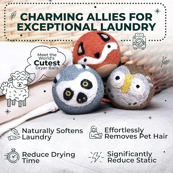 No More Dryer Sheets! Reusable Wool Dryer Balls XL 6-Pack - Image 2