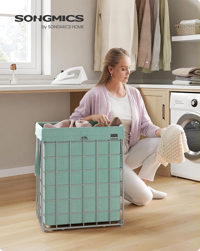 SONGMICS Laundry Hamper, 23.8 Gal. Laundry Basket, Collapsible Clothes Hamper - Image 2