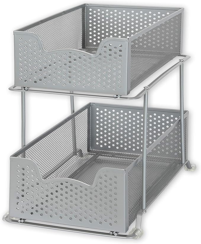 SIMPLE HOUSEWARE 2 Tier Sliding Cabinet Basket Organizer Drawer - Image 5