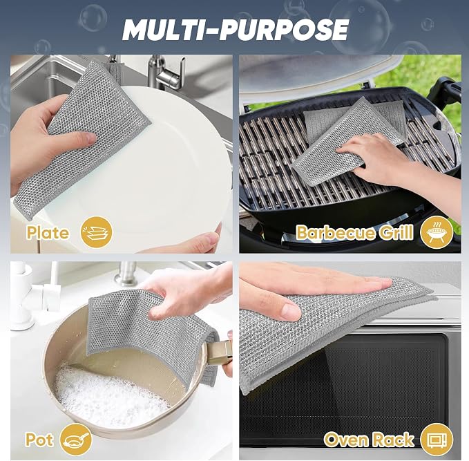 Orighty Multipurpose Wire Dishwashing Rag 12 Pcs, Upgraded Double-Layer - Image 7