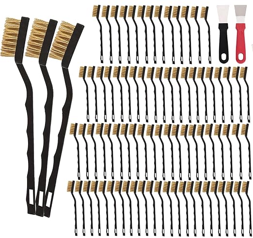 80 Pcs Mini Wire Brush Brass Brush Set, Curved Handle Masonry Brush Wire Brush by Unknown