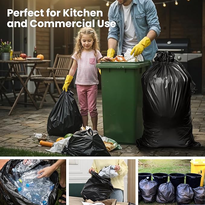 150 Count 55-60 Gallon Trash Bags, Large Garbage Bags Sturdy & Tear-Resistant - Image 3