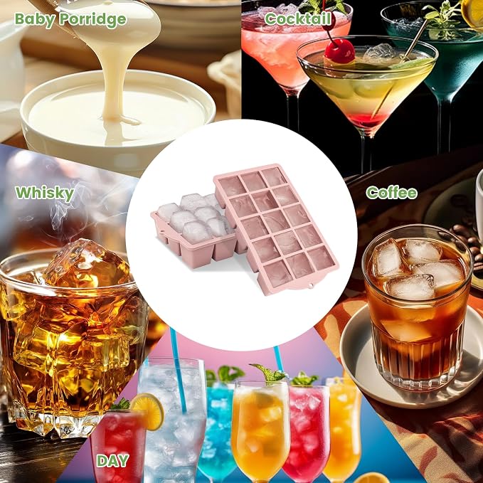 Silicone Ice Cube Tray, 2 Pack Easy-Release Stackable Ice Trays - Image 7