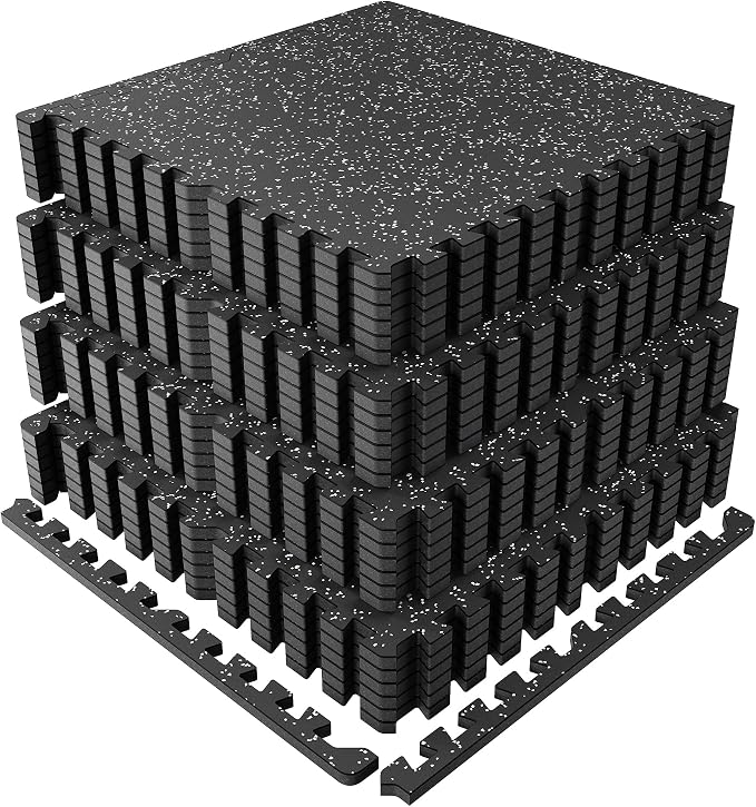 PRAISUN 0.6" Thicker Gym Mat, 24 Tiles 96 Sq Ft Workout Mats, Interlocking Foam by PRAISUN