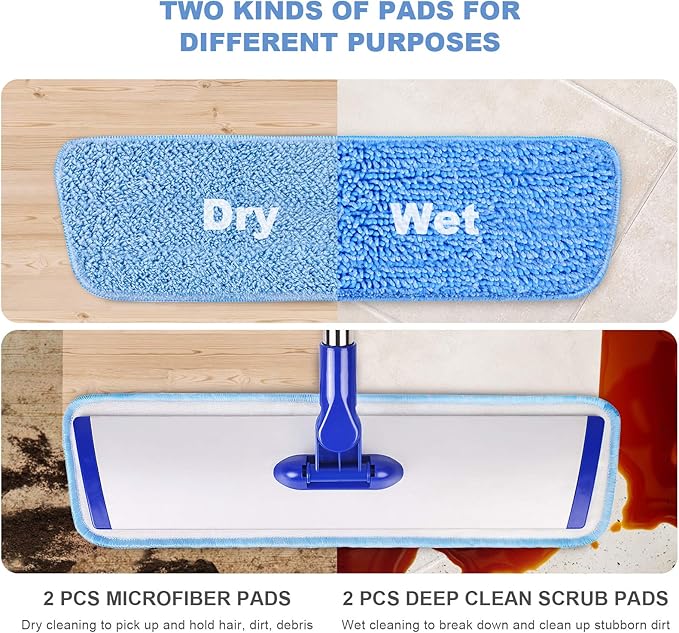 18" Professional Microfiber Mop Floor Cleaning System, Flat Mop - Image 2