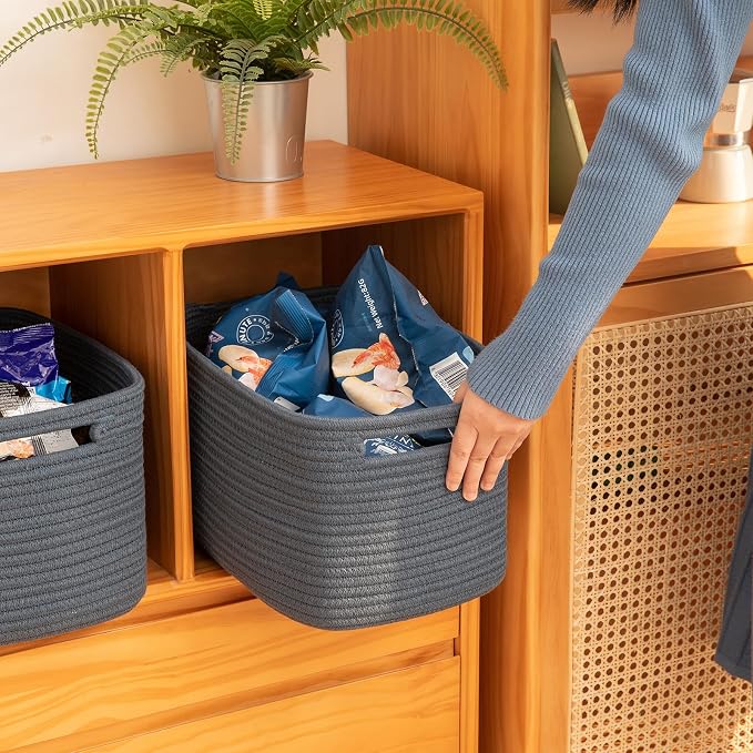 OIAHOMY 4 Pack Storage Baskets for Organizing, Cube Storage Bins for Shelves - Image 4