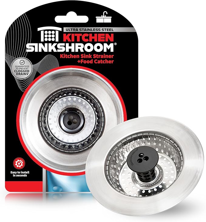 Kitchen SinkShroom Revolutionary Clog-Free Stainless Steel Sink Strainer by SinkShroom