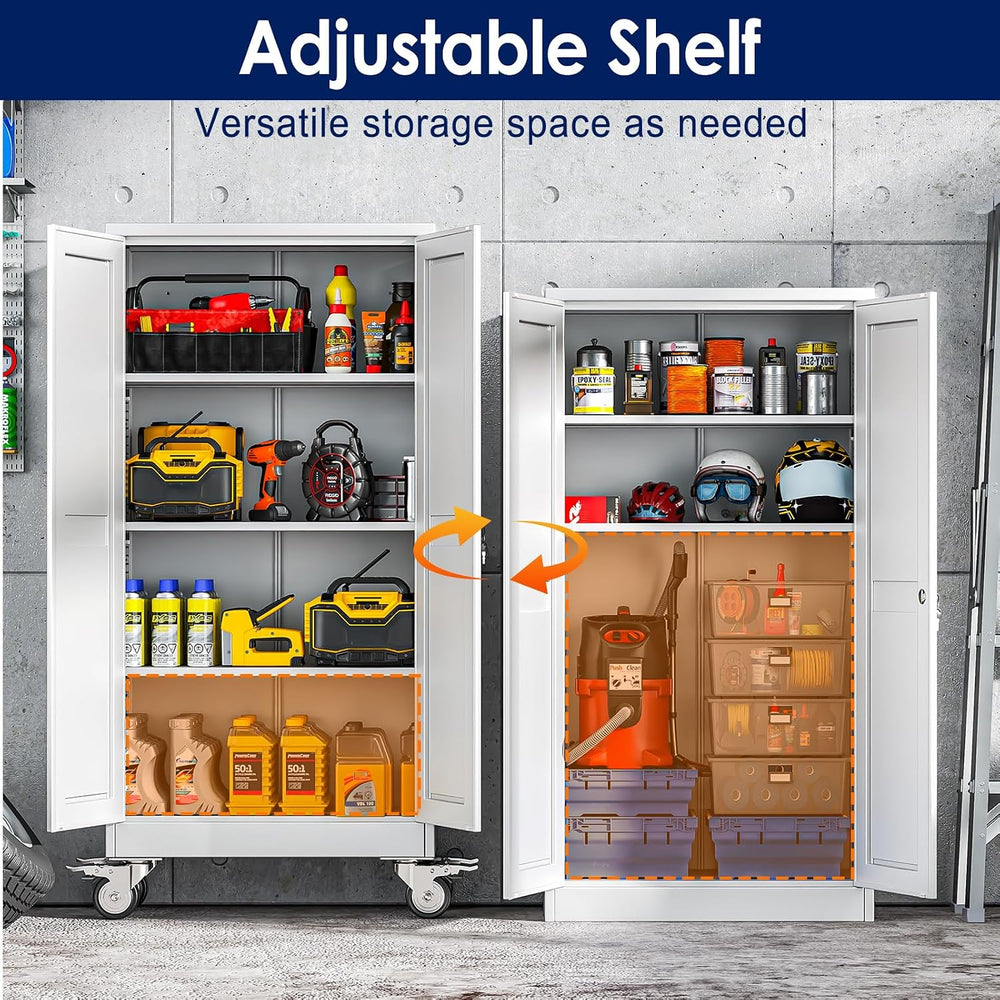 erosoei 61" H Metal Garage Storage Cabinet, Rolling Tool Cabinet with 2 ...