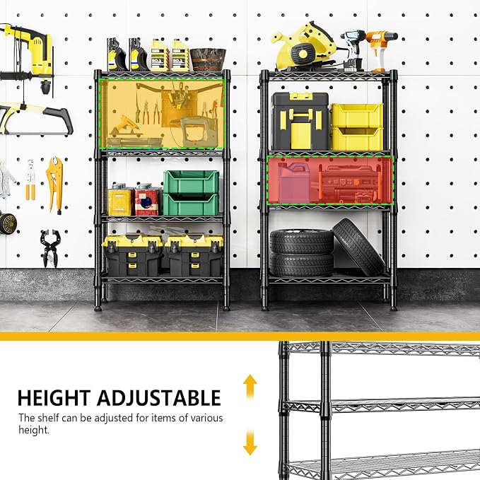 1000 lbs 4 Tier Shelf Metal Storage Shelves Wire Rack Closet Organizers - Image 7