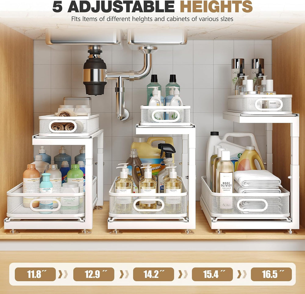 2-Pack Under Sink Storage Organizer with 2-Tier Slide Out Drawer, Sophisticat...