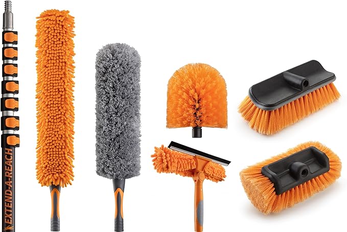 36 Foot High Reach Telescoping Duster Kit and Vinyl Siding Brushes by EXTEND-A-REACH