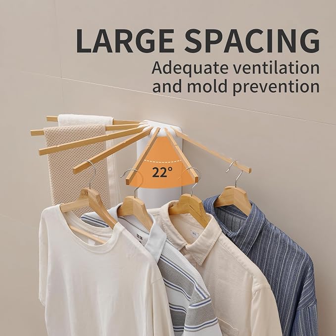LEQ Wall Mounted Clothes Drying Rack, Garment Rack Foldable Space Saving - Image 2