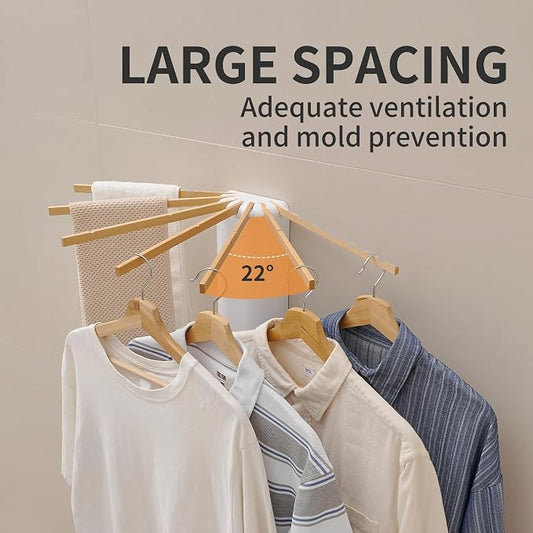 LEQ Wall Mounted Clothes Drying Rack, Garment Rack Foldable Space Saving - Image 2