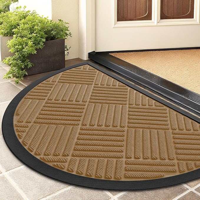 Smiry Half Circle Front Door Mat Outside Entrance, Heavy Duty Outdoor Indoor by Smiry