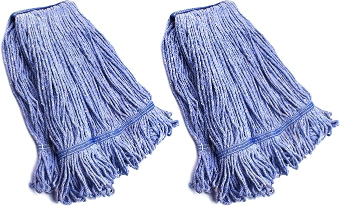 String Mop Heads Replacement Heavy Duty Commercial Grade Blue Cotton Looped End by NIUBEE