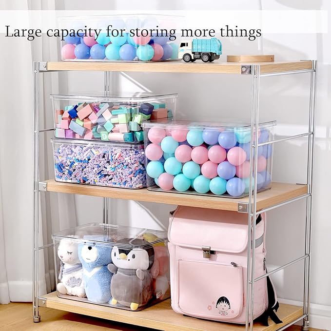 Storage Boxes, 5 Packs Transparent Food Organizer, Stackable Lidded Storage Bins - Image 2