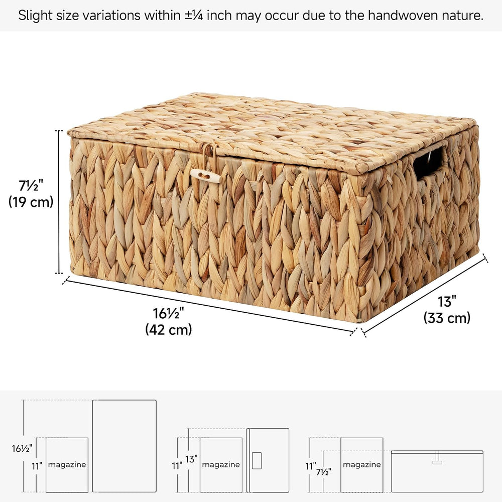 StorageWorks Wicker Basket with Lid, Storage Baskets with Lids, Hyacinth