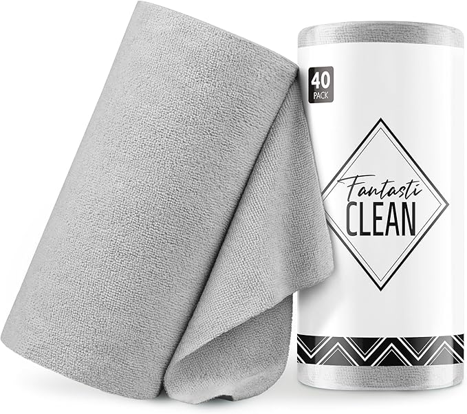 Fantasticlean Microfiber Cleaning Cloth Roll -40 Pack, Tear Away Microfiber by Fantasticlean