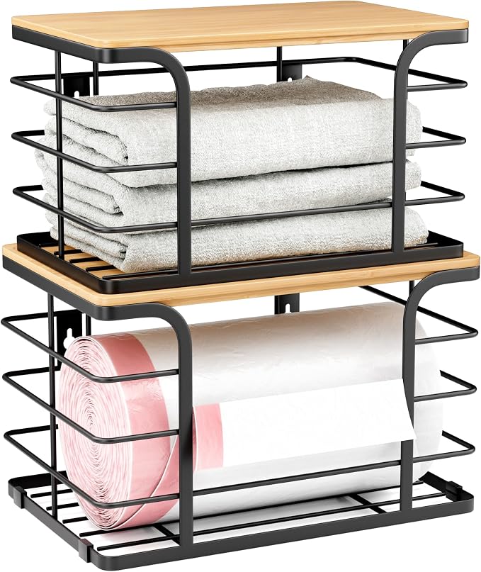 2 Pack Extra Large Stackable Pantry Organizers and Storage, Wall Mount Trash by Stylstoreazy