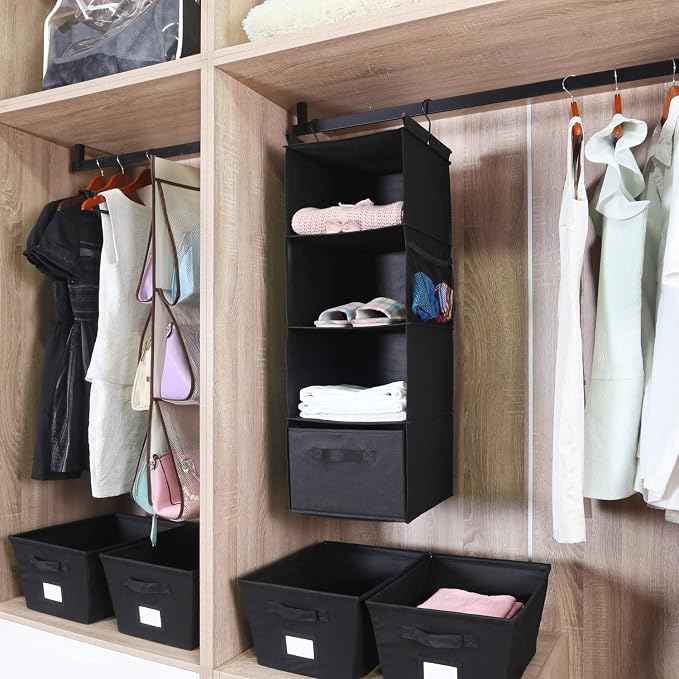 MAX Houser 4-Shelf Hanging Closet Organizer, Space Saver, Cloth Hanging Shelves - Image 8
