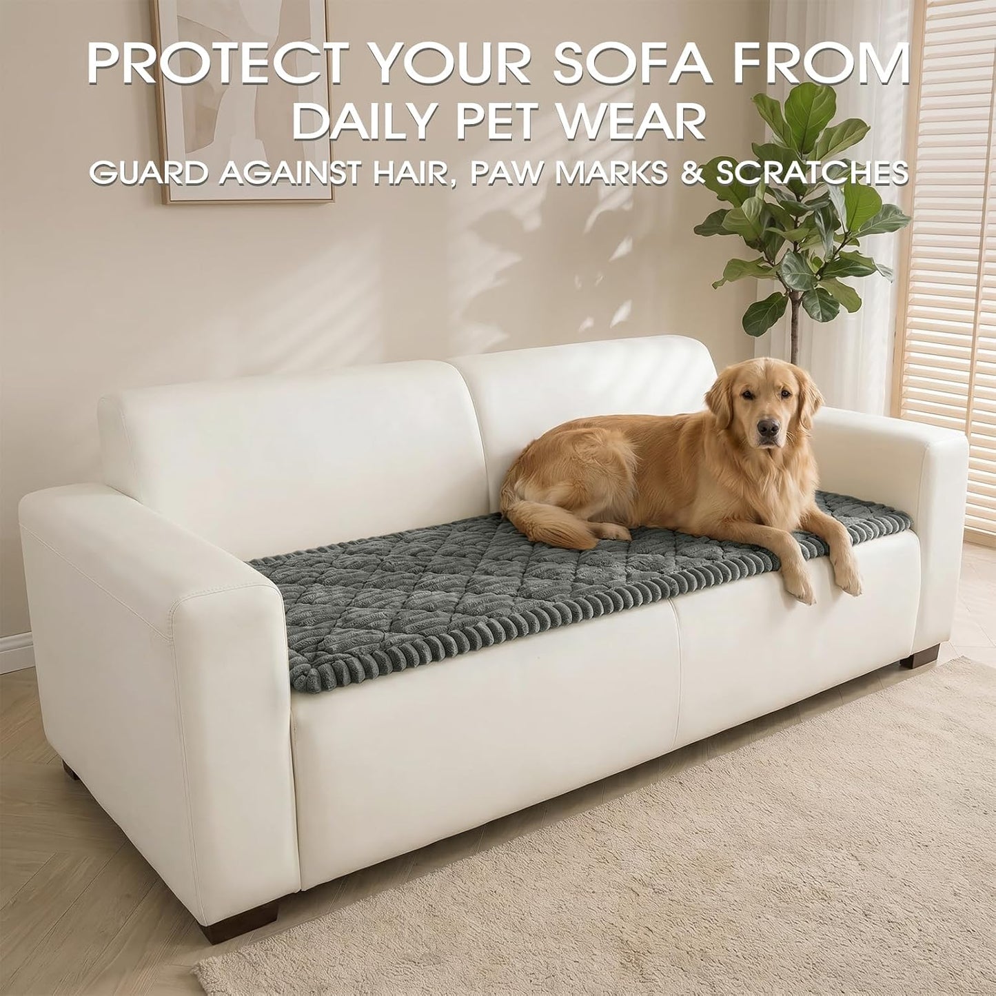 Couch Covers for Dogs, Non Slip Washable Pet Couch Cover for Sofa, Soft Thick Plush Sofa Protector for Dogs and Cats, Furniture Protector for Loveseat, Recliner, Dark Grey, 27.6" x 70.9"