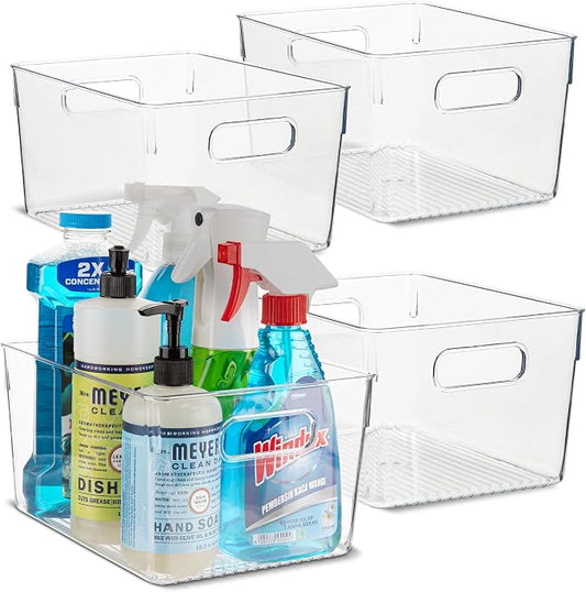 Plastic Food Storage 4 Pack Clear Container Bin by primebox