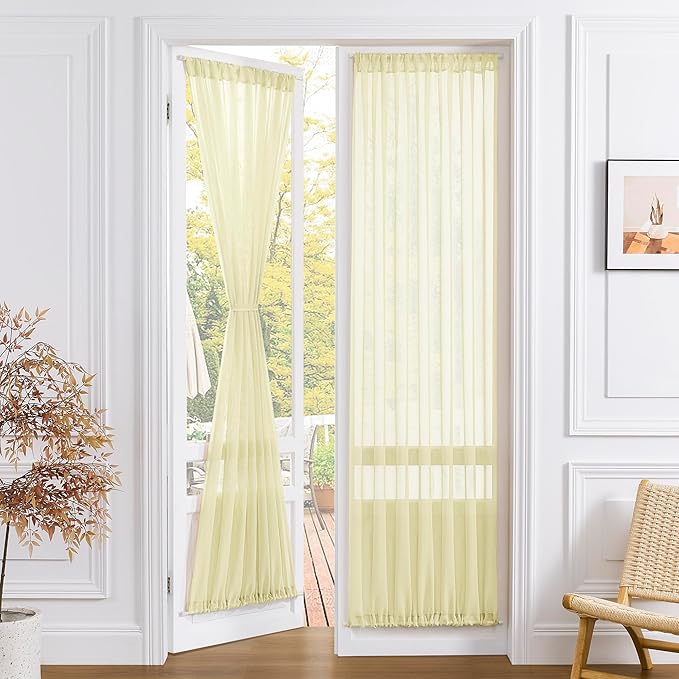 Tollpiz Sheer Door Curtains Closet Linen Textured Curtains Sheer Doorway Light by Tollpiz