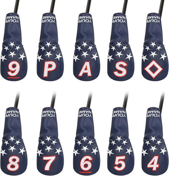 Blue and White Stars Hybrid Iron Head Covers by CRAFTSMANGOLF
