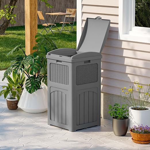 Patiowell 36 Gallon Outdoor Trash Can, Resin Outdoor Garbage Can - Image 3
