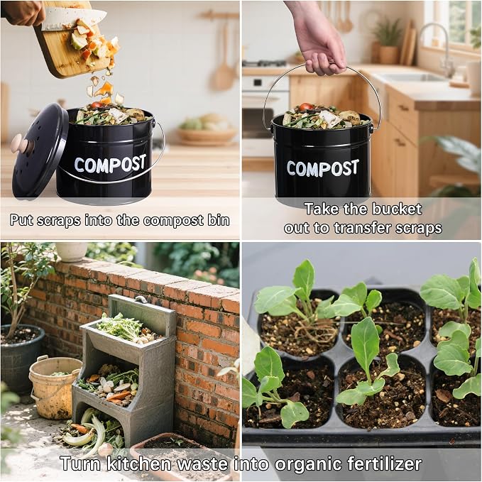 Compost Bin for Kitchen Counter, 1 Gallon Compost Bucket - Image 7