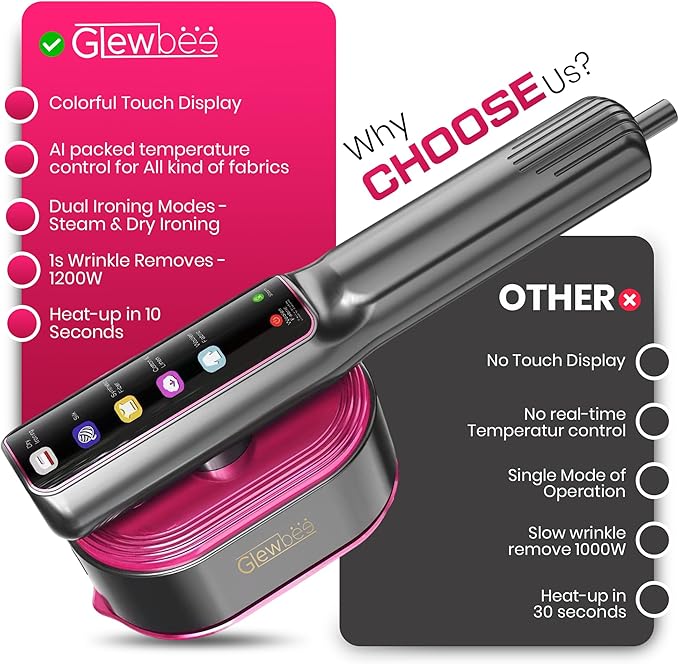 Portable Clothes Steamer, 1200W Touch Screen Handheld Steamer - Image 6