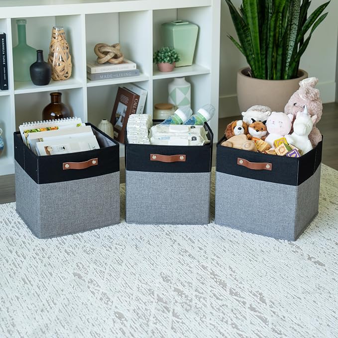 OrganiHaus 13x13 Cube Fabric Storage Bins Set of 4, Fabric Storage Cubes w/ - Image 4
