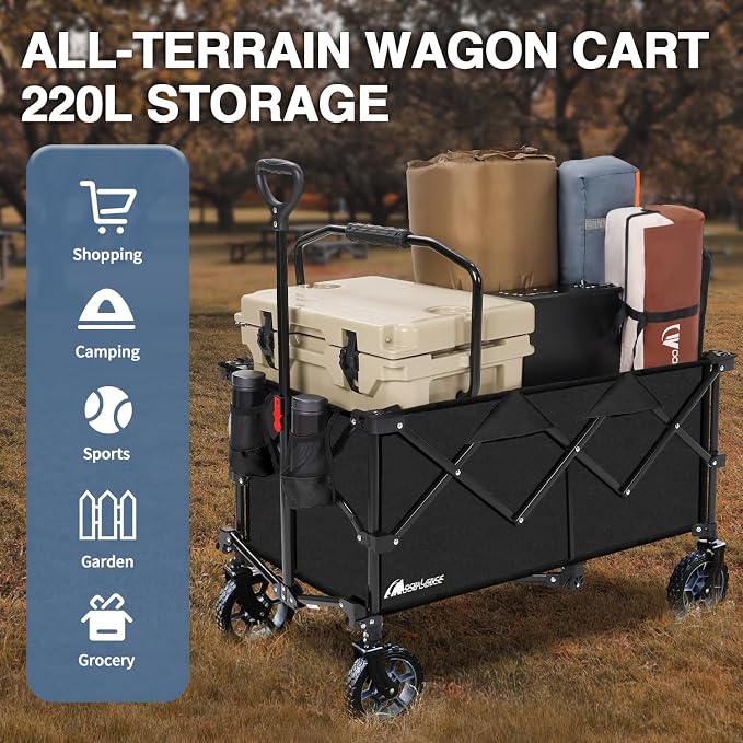 Moon Lence Large Collapsible Folding Wagon Cart Heavy Duty Folding Garden - Image 8