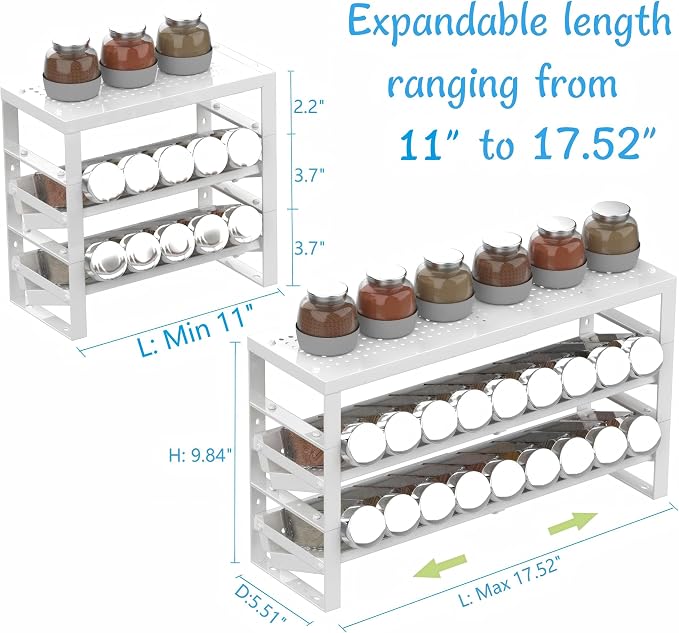 Expandable, Adjustable Spice Rack kitchen Organizer, Metal Pantry Storage - Image 5