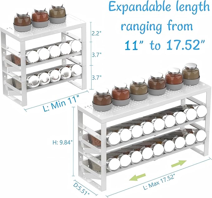 Expandable, Adjustable Spice Rack kitchen Organizer, Metal Pantry Storage - Image 5