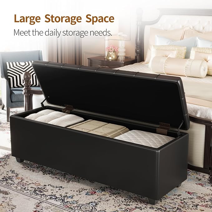 Ottoman with Storage 38 inches, Furniture End of Bed Storage Benches, Long - Image 3