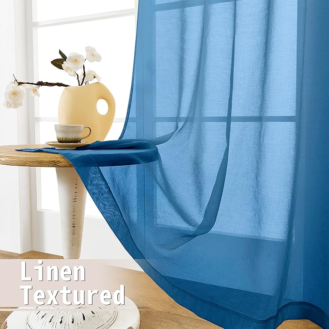 Tollpiz Short Sheer Door Curtain Closet Linen Textured Curtain Sheers Doorway - Image 4