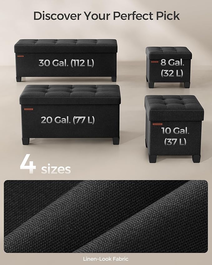 SONGMICS Storage Ottoman Bench, Foldable Foot Rest