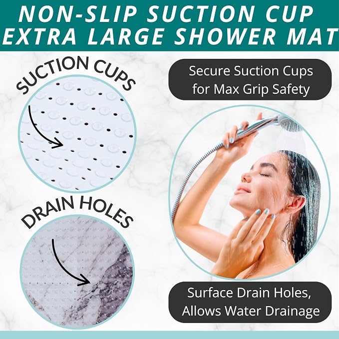 ENKOSI Extra Large Square Non Slip Shower Mat - Image 2
