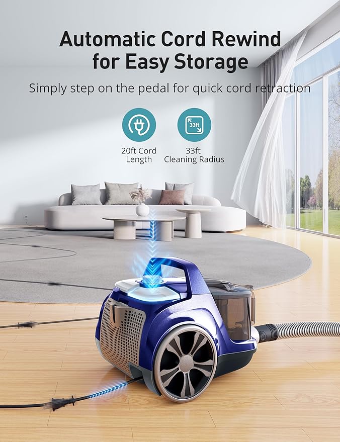 Aspiron Canister Vacuum, Upgraded 1600W Bagless Canister Vacuum Cleaner - Image 5