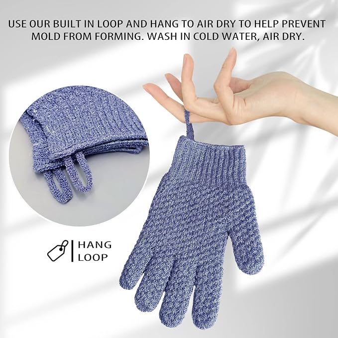 Evridwear Exfoliating Glove for Shower Man and Women, Dual Texture Bath Body - Image 3