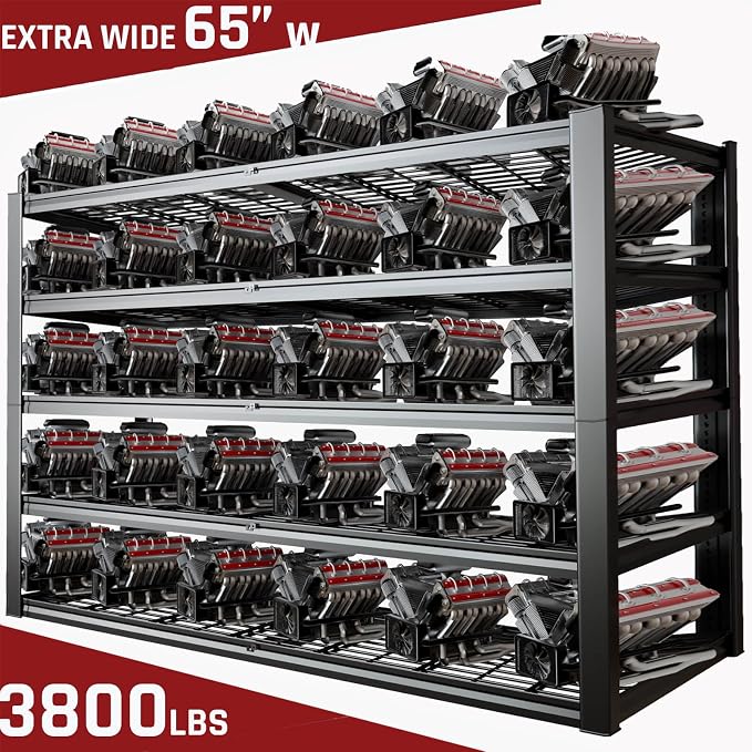 65" W Garage Shelving Heavy Duty, 5 Tier Garage Shelves, Commercial Metal Shelf - Image 4