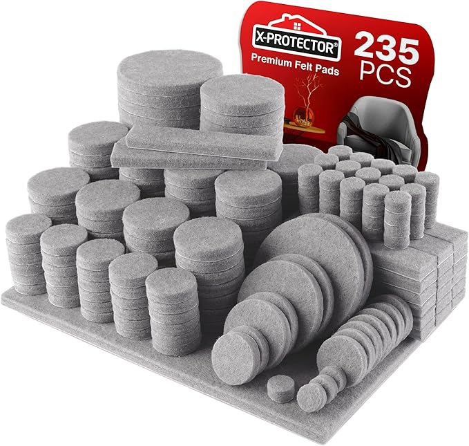 235 pcs Grey Felt Furniture Pads X-Protector! Huge Quantity of Furniture Pads by X-Protector