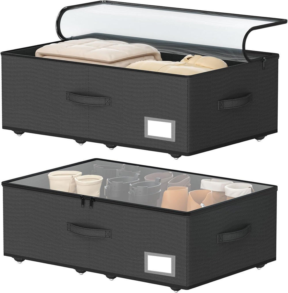 EE-RoomWorld Underbed Storage Bins With Wheels, No Assemble Required 10 inche...