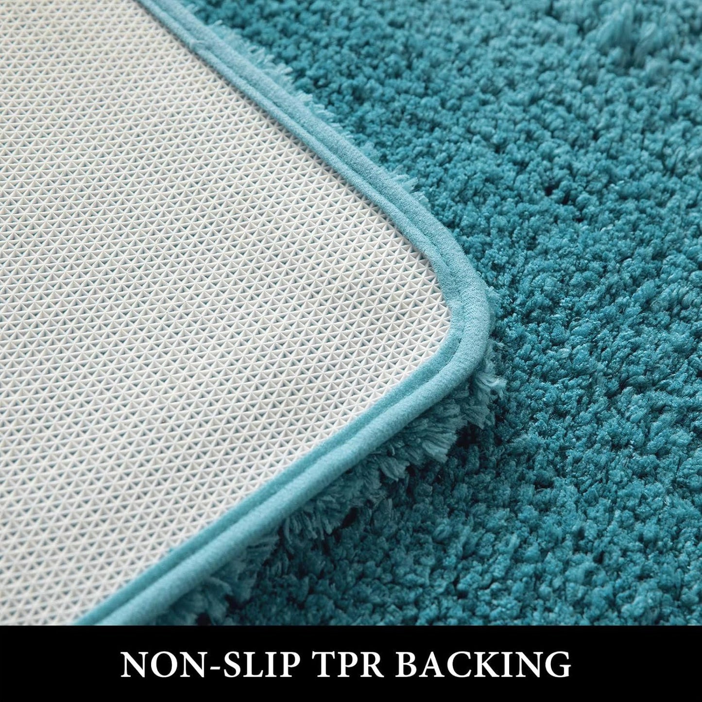 MIULEE Teal Bathroom Rugs, Soft Small Absorbent Microfiber Bath Rugs Non Slip Quick Dry Fluffy Bath Mats for Bathroom Floor Tub Showers, Machine Washable, 16x24 Inch