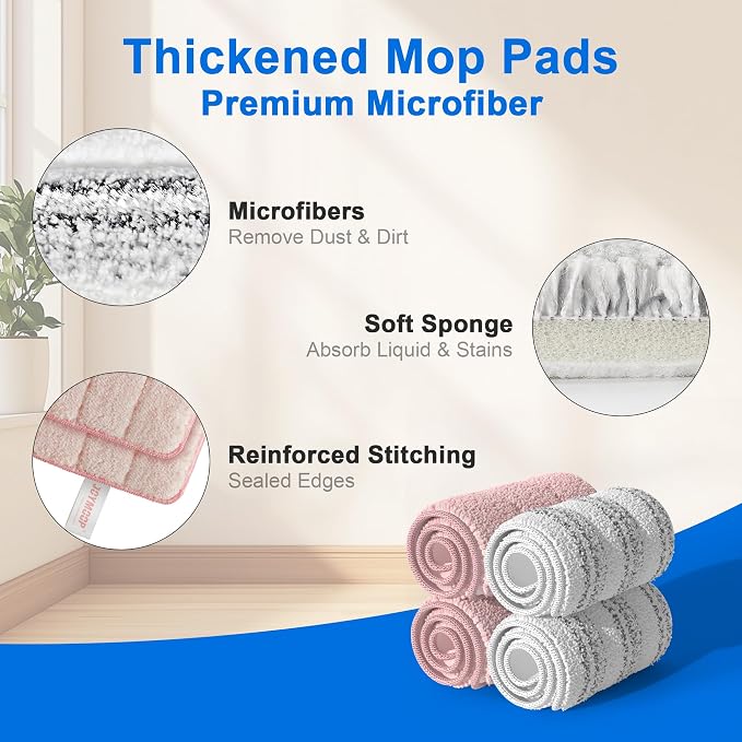 JOYMOOP Mop Replacement Pads, Reusable Microfiber Mop Pads - Image 2