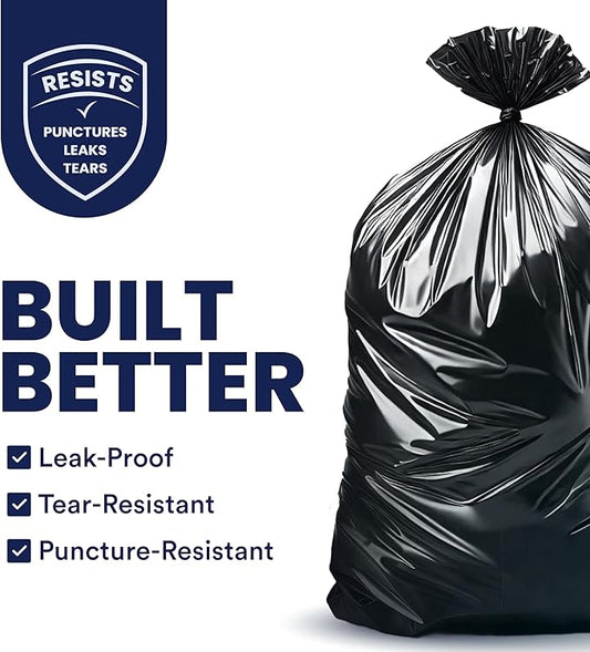 Plasticplace 55-60 Gallon Trash Bags │ 1.0 Mil │ Black Heavy Duty Garbage Can - Image 2