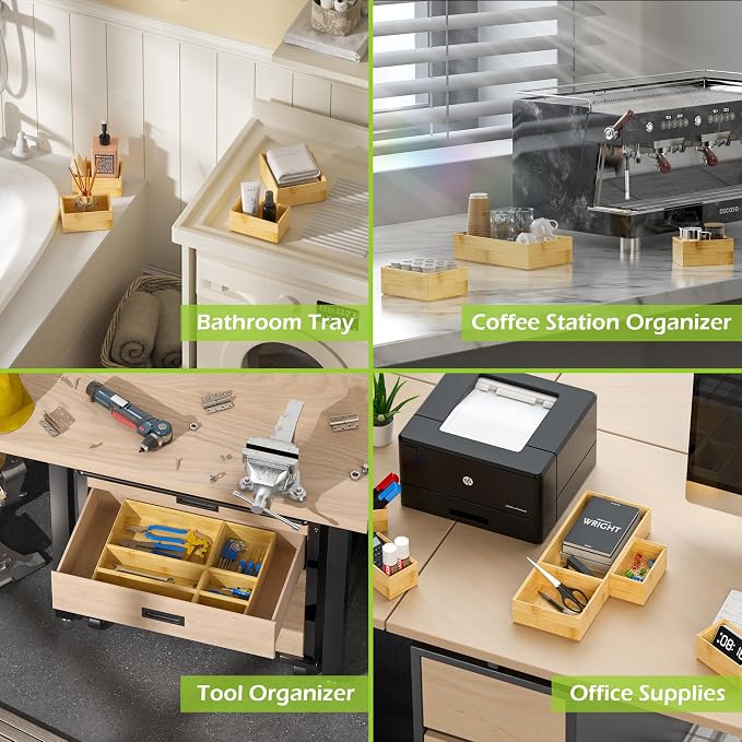Bathroom Drawer Organizer Trays, Bamboo Silverware Drawer Organizer Kitchen - Image 7