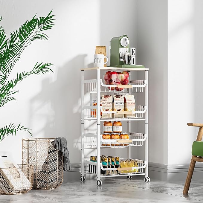 5-Layer Fruit Basket Kitchen Food Organizer and Rack, Stackable Storage Cart - Image 5