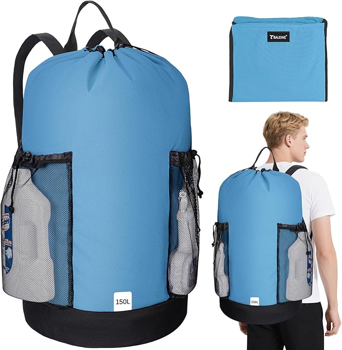 BALEINE 150L Laundry Bag Backpack, 900D Oxford Fabric Large Travel Laundry Bags by BALEINE